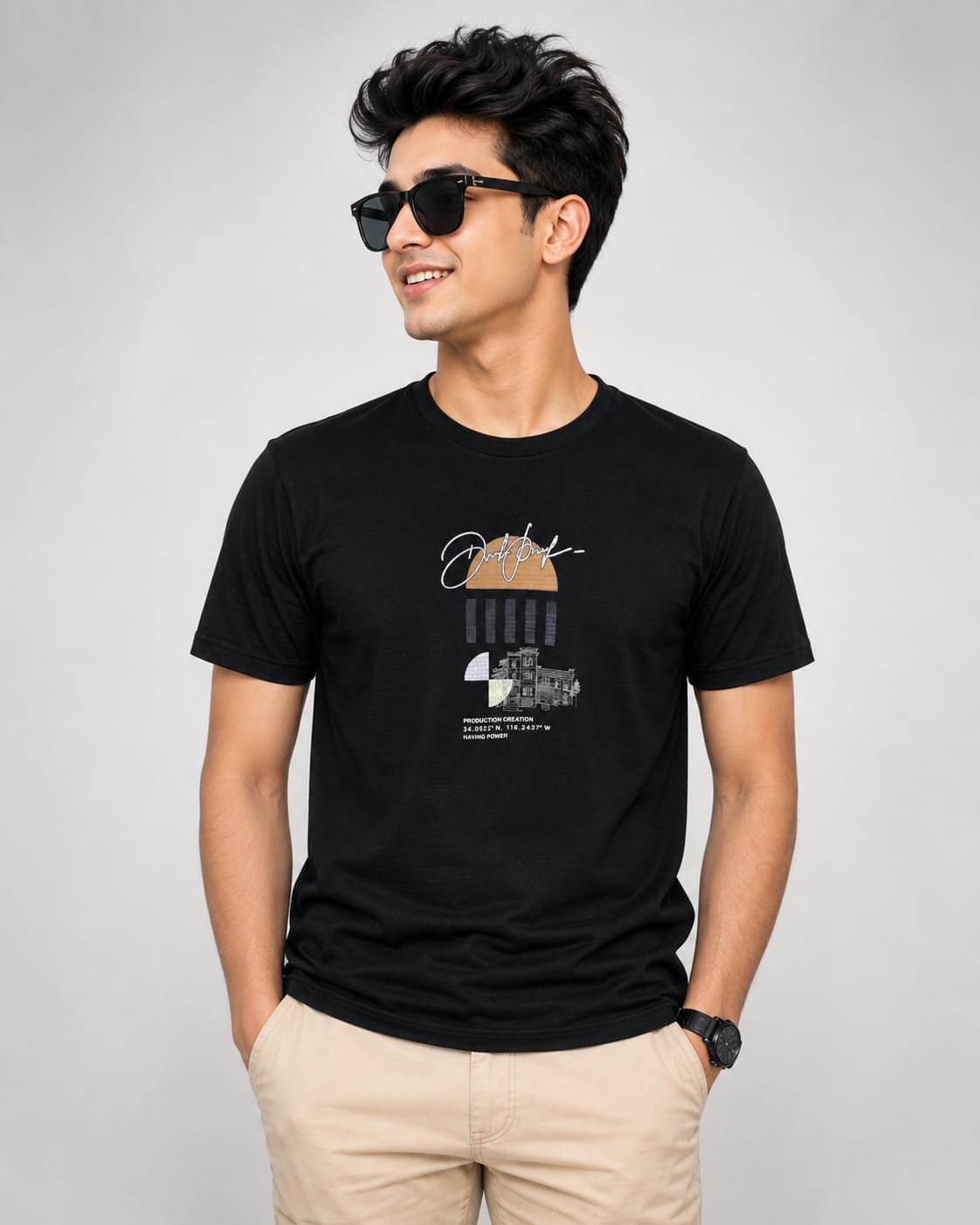 WhatsApp Image 2026-06-30 at 14.37.11 Black Printed Men's T-Shirt Front View