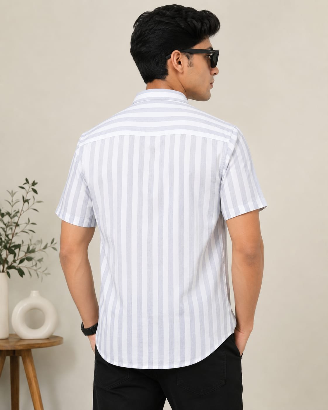 WhatsApp Image 2026-06-30 at 15.25.41 (1) White Striped Men's Shirt Back View