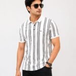 WhatsApp Image 2026-06-30 at 15.38.20 White Striped Polo T-Shirt Front View