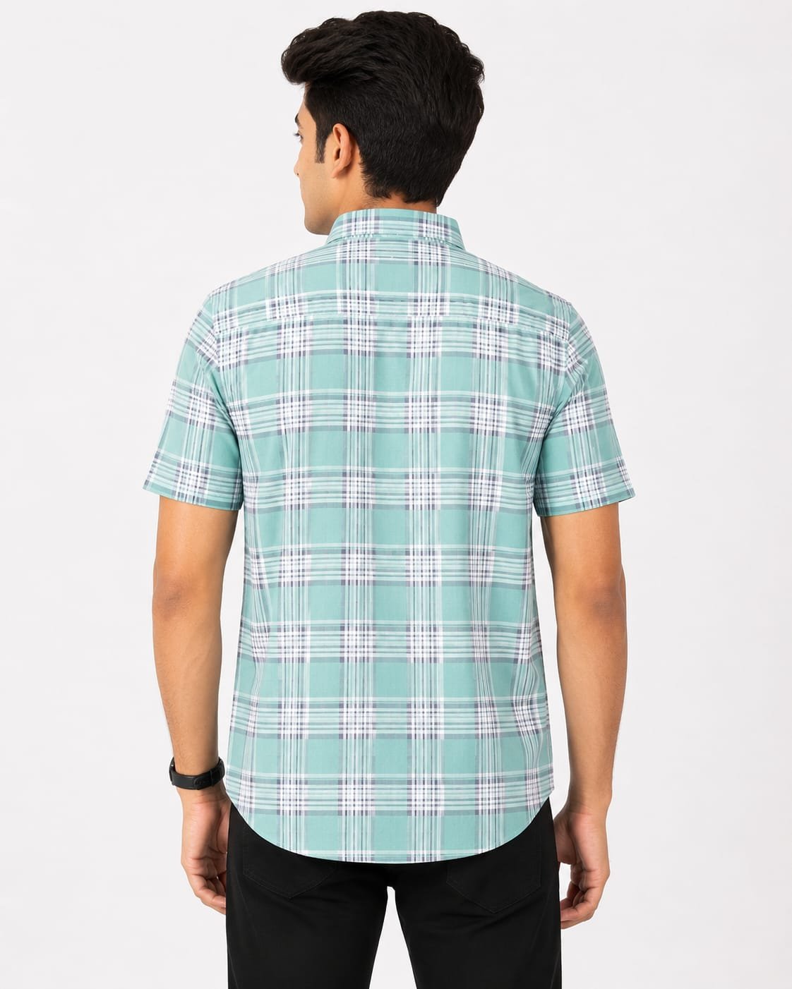 WhatsApp Image 2026-06-30 at 15.52.51 Stylish Half Sleeve Mint Green Check Cotton Shirt