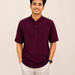 Premium Maroon Men's Kurta Front View