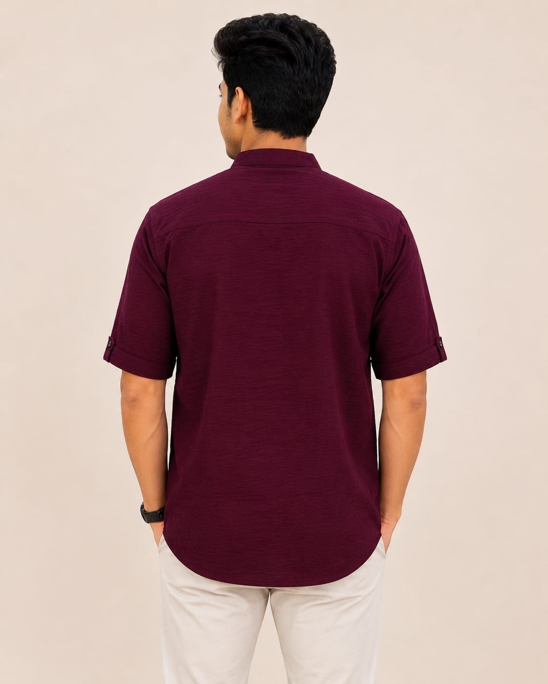 Stylish Mandarin Collar Maroon Kurta for Men
