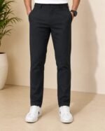 Premium Black Men's Formal Pant Front View