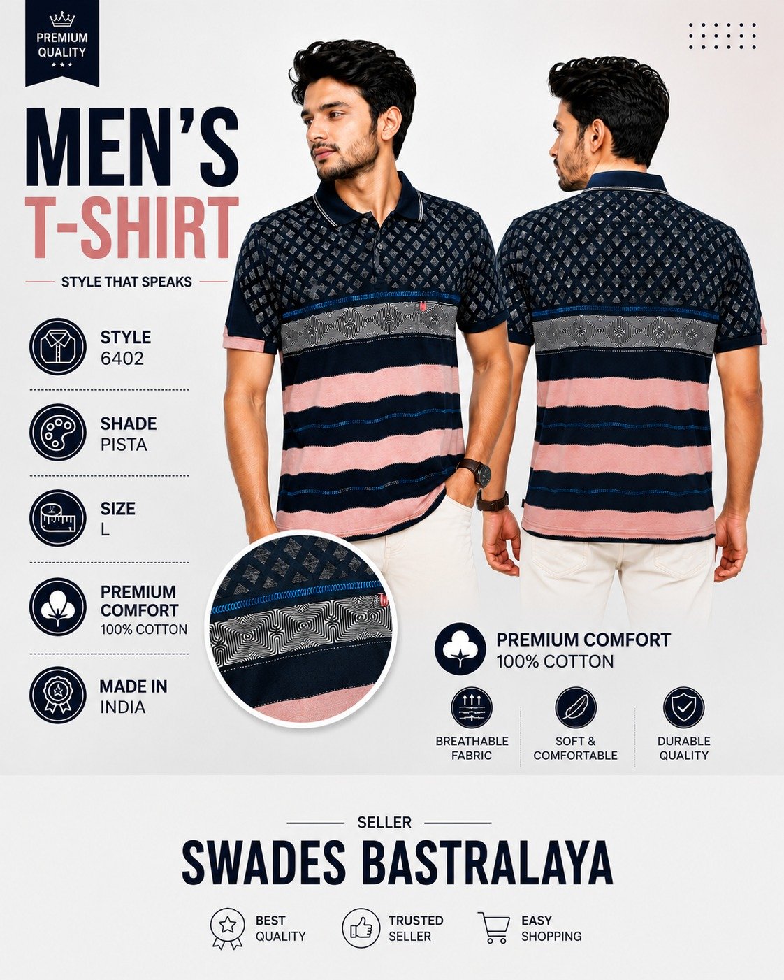 WhatsApp Image 2026-07-14 at 16.50.36 Close-Up Fabric Texture of Men's Navy Blue Cotton Polo T-Shirt