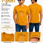 Youthness Print Design on Mustard Yellow Cotton T-Shirt