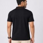Men's Black Polo T-Shirt Back View