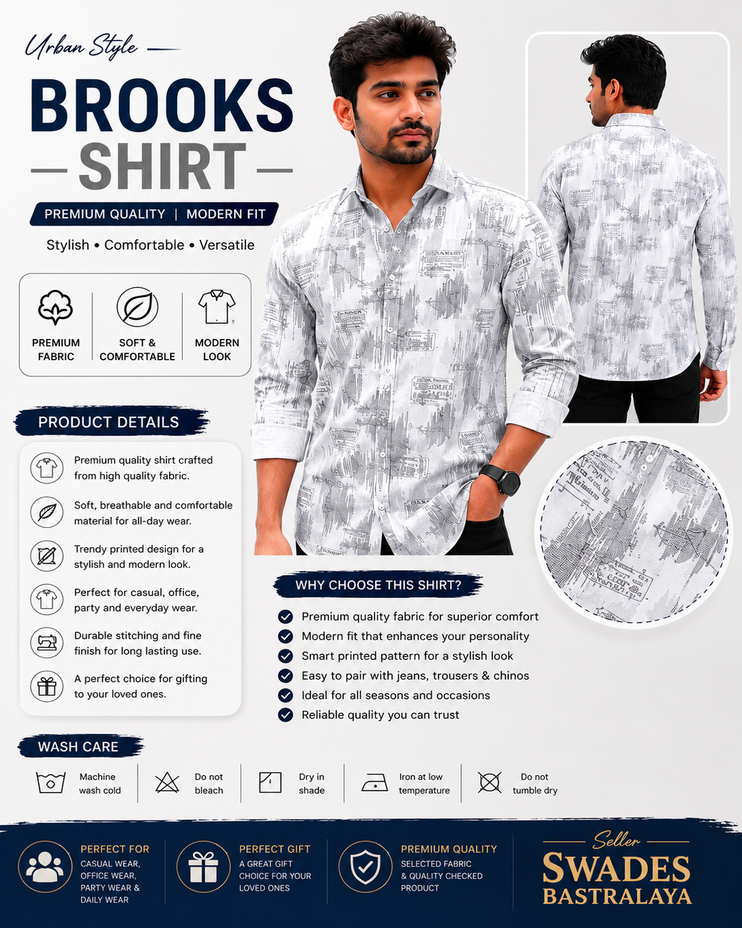 Men’s Stylish Full Sleeve Printed Shirt for Casual Wear