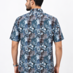 shirt_back_view_1080x1350 Men’s Blue Grey Floral Printed Cotton Shirt Back View